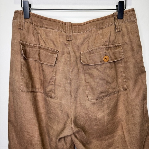 Eddie Bauer Tan Cropped Linen Pants Size 8 100% Linen - Picture 7 of 13